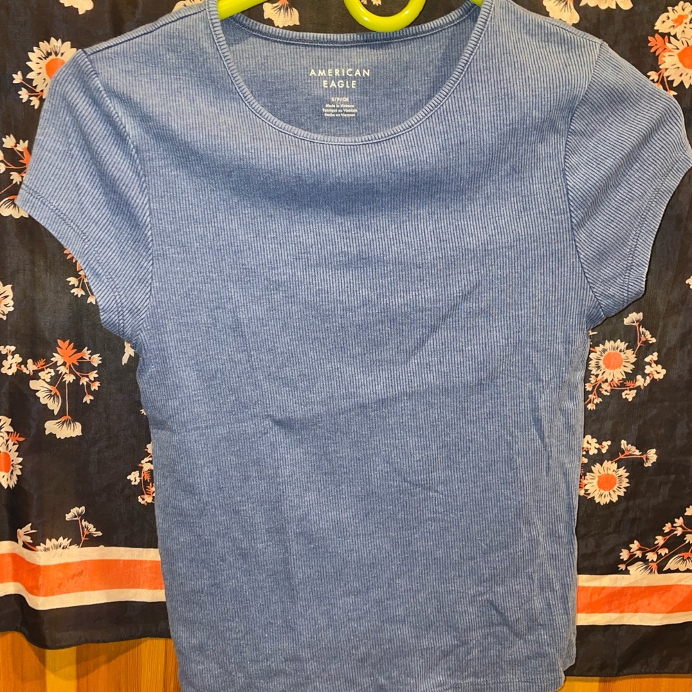 American Eagle Outfitters Blue Ribbed Top